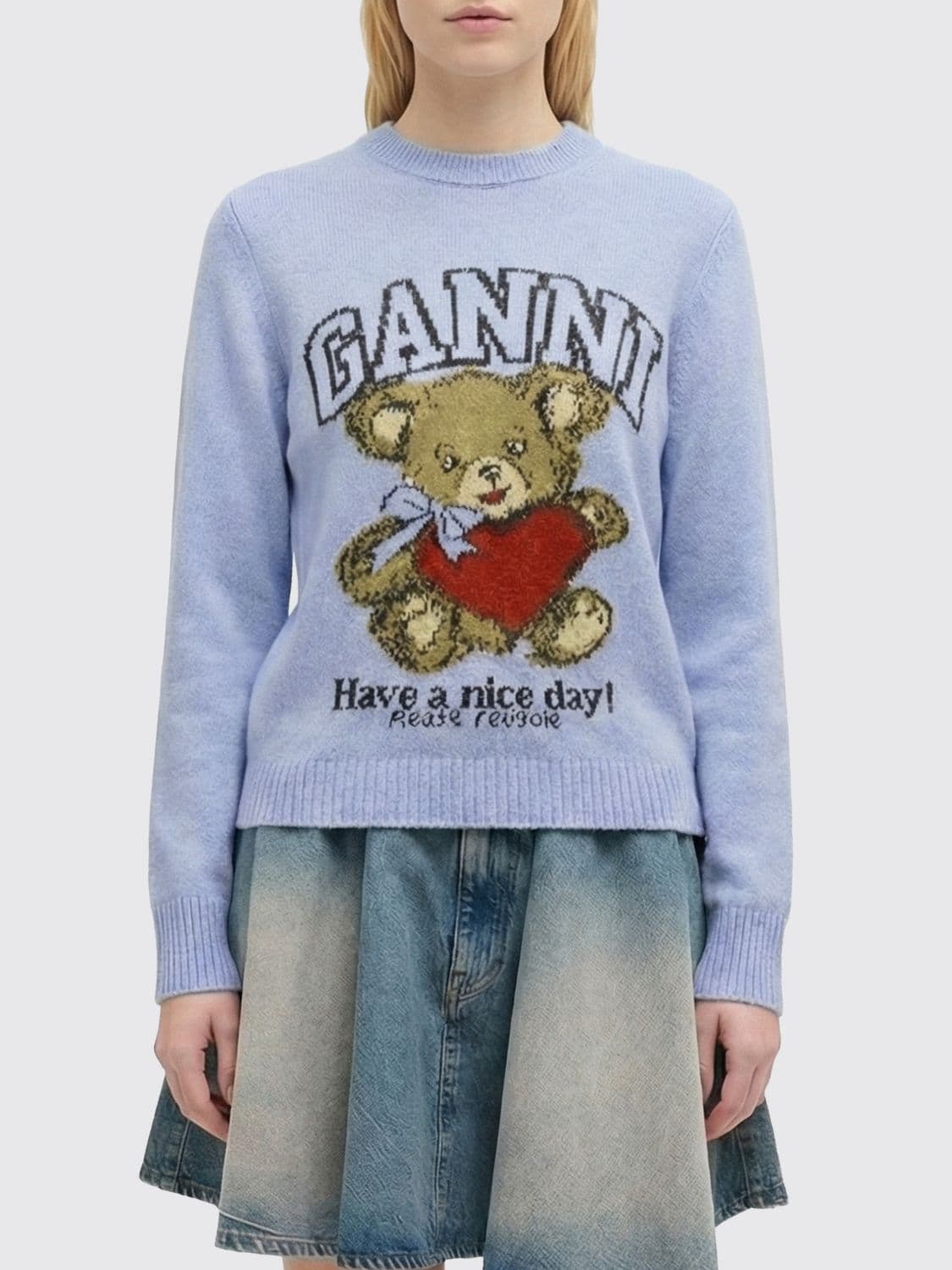 Ganni Sweater Woman color Gnawed Blue