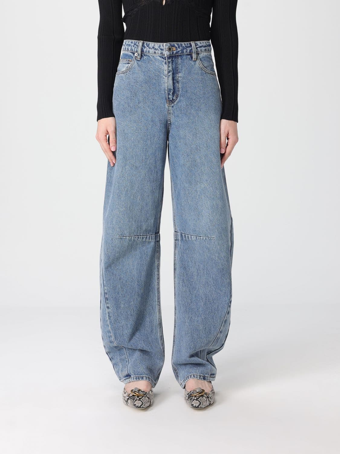 Self-Portrait Jeans Woman color Blue