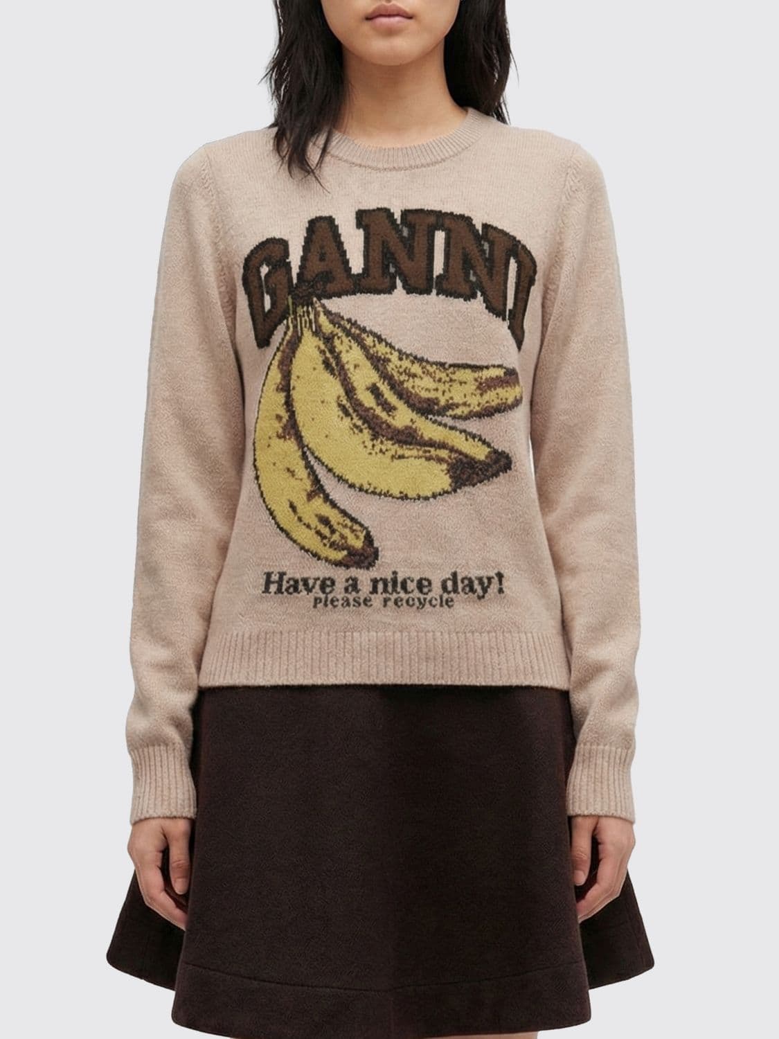 Ganni Sweater Woman color Camel