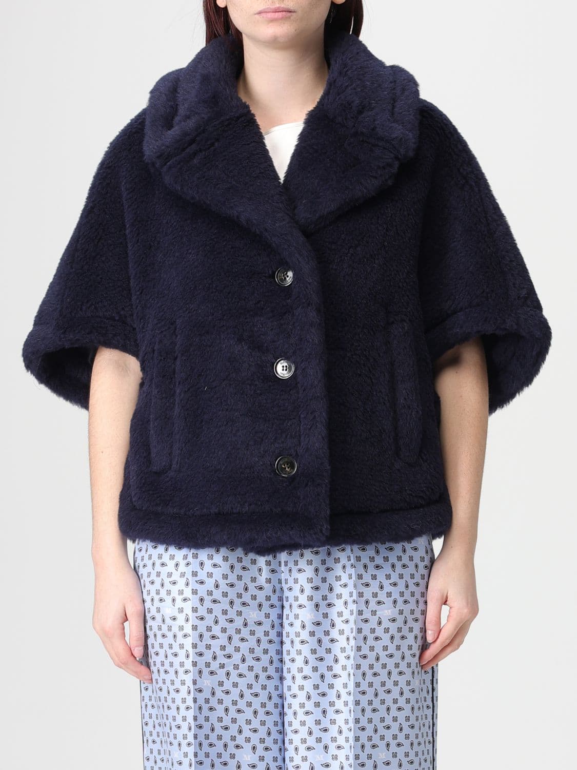 Max Mara Fur Coat Woman color Blue · SM