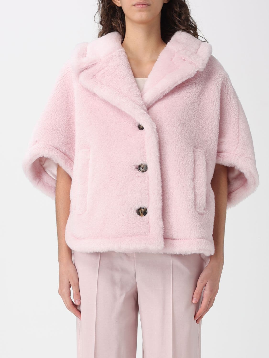 Max Mara Fur Coat Woman color Pink