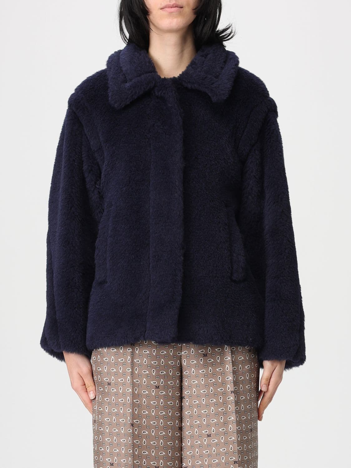 Max Mara Fur Coat Woman color Marine