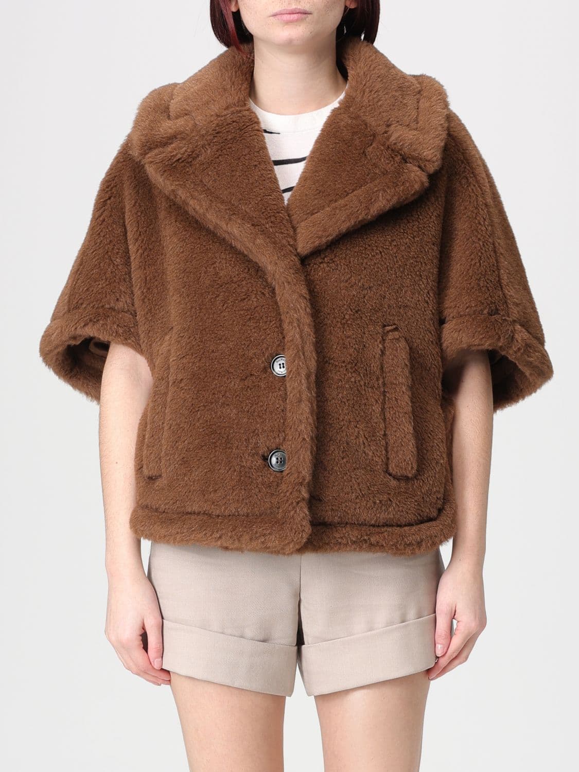 Max Mara Fur Coat Woman color Brown