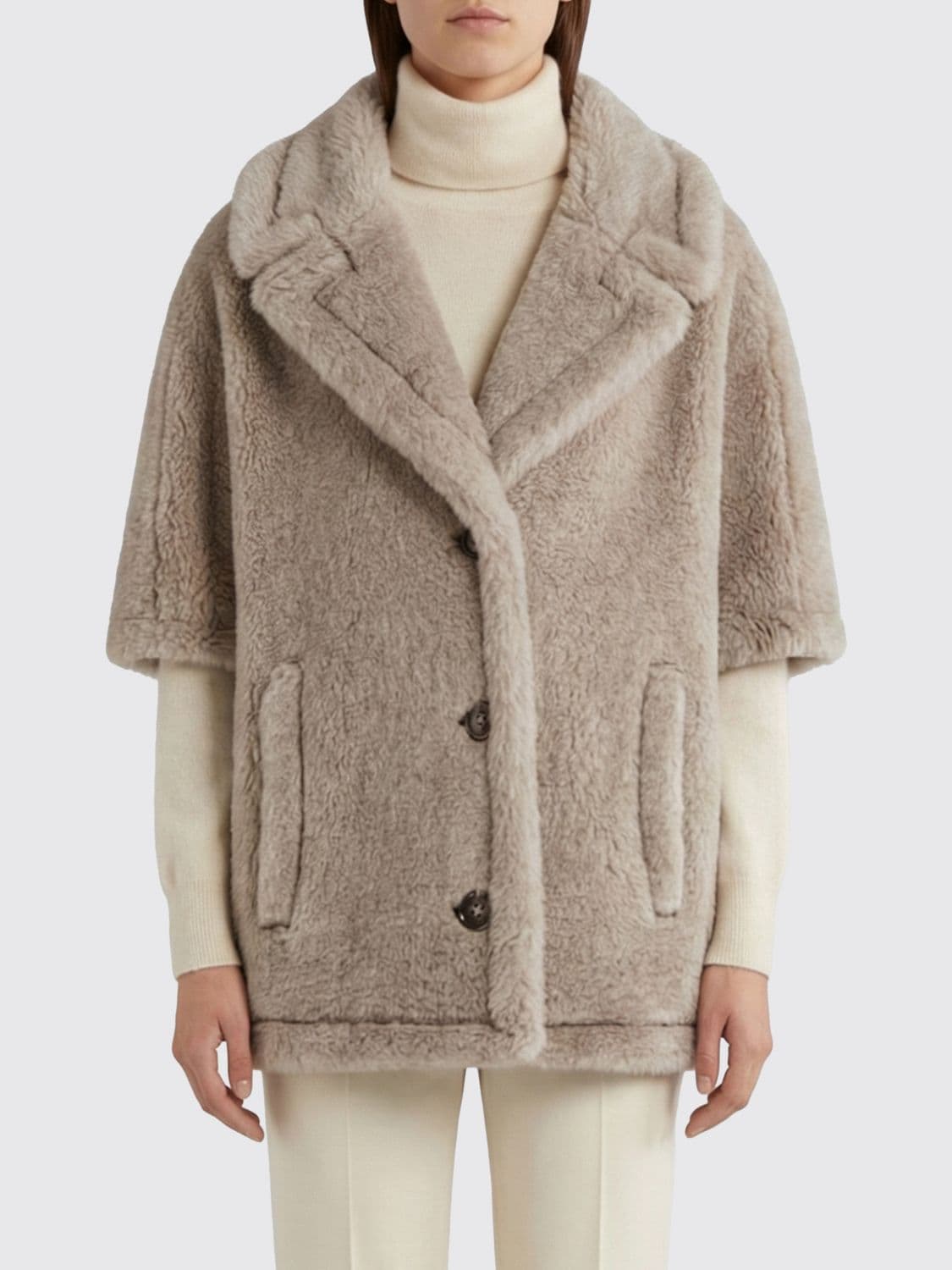 Max Mara Fur Coat Woman color Moss Green