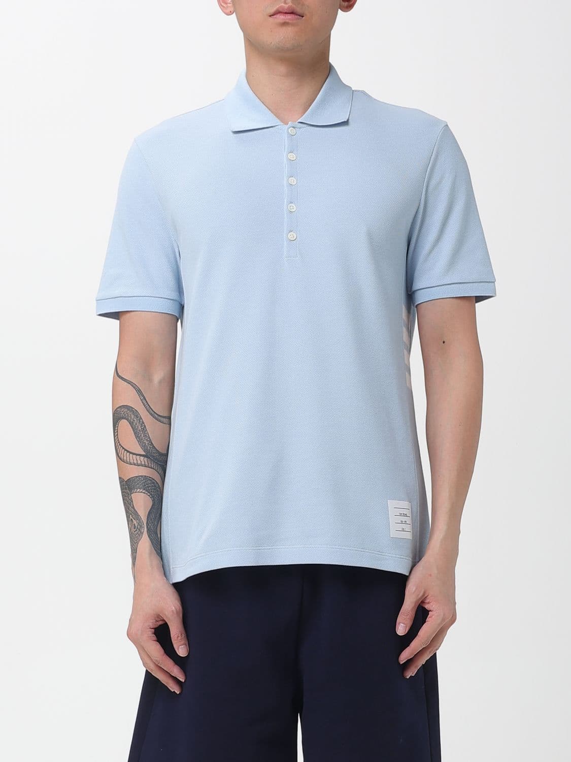 Thom Browne Polo Shirt Men color Gnawed Blue · 4