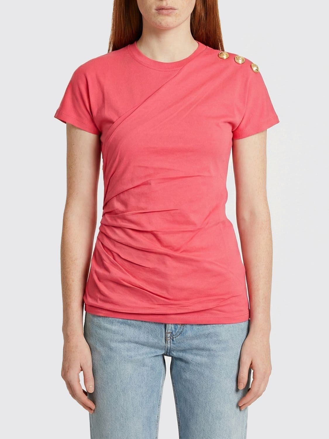 Balmain T-Shirt Woman color Fuchsia