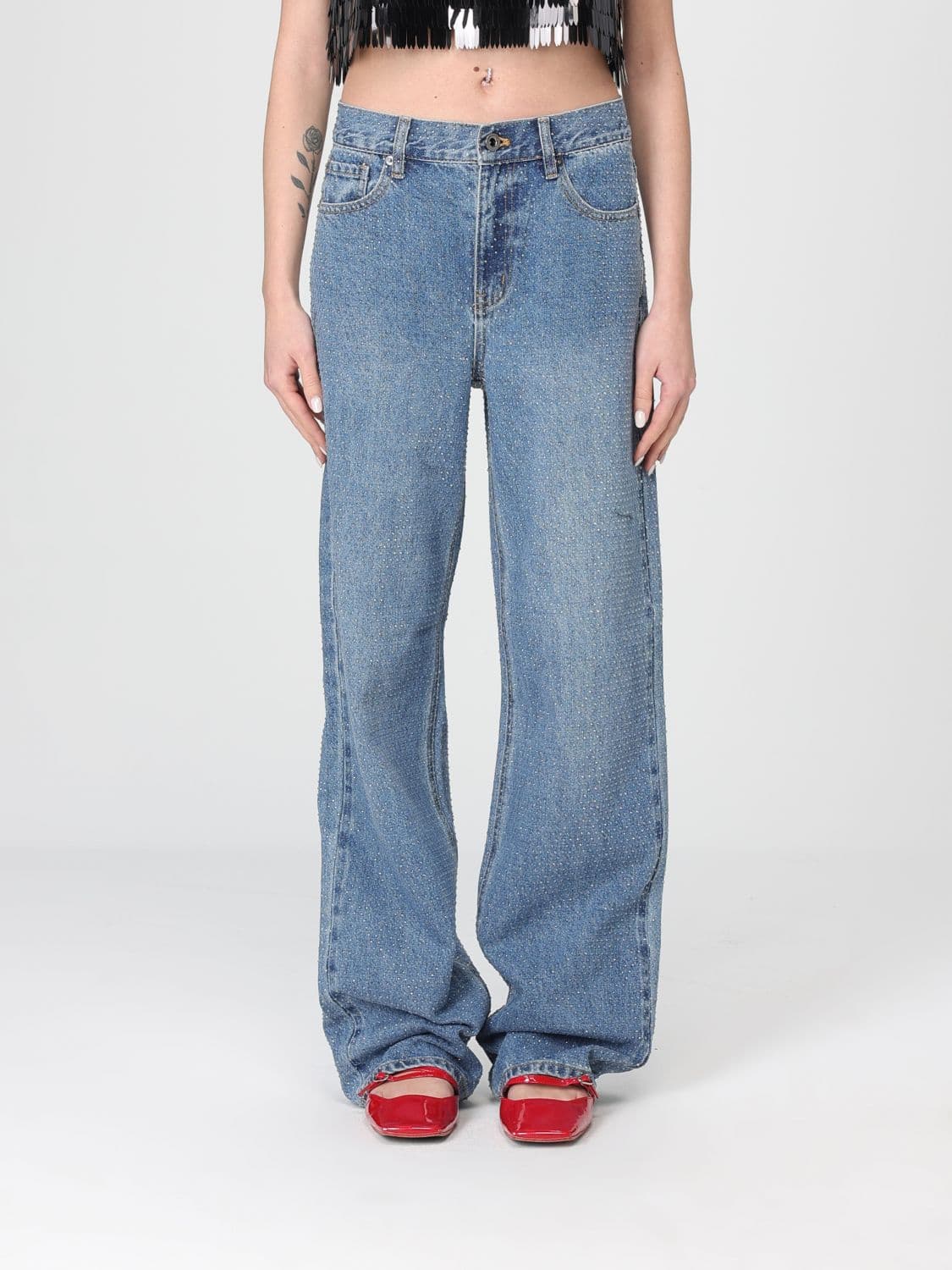 Self-Portrait Jeans Woman color Blue