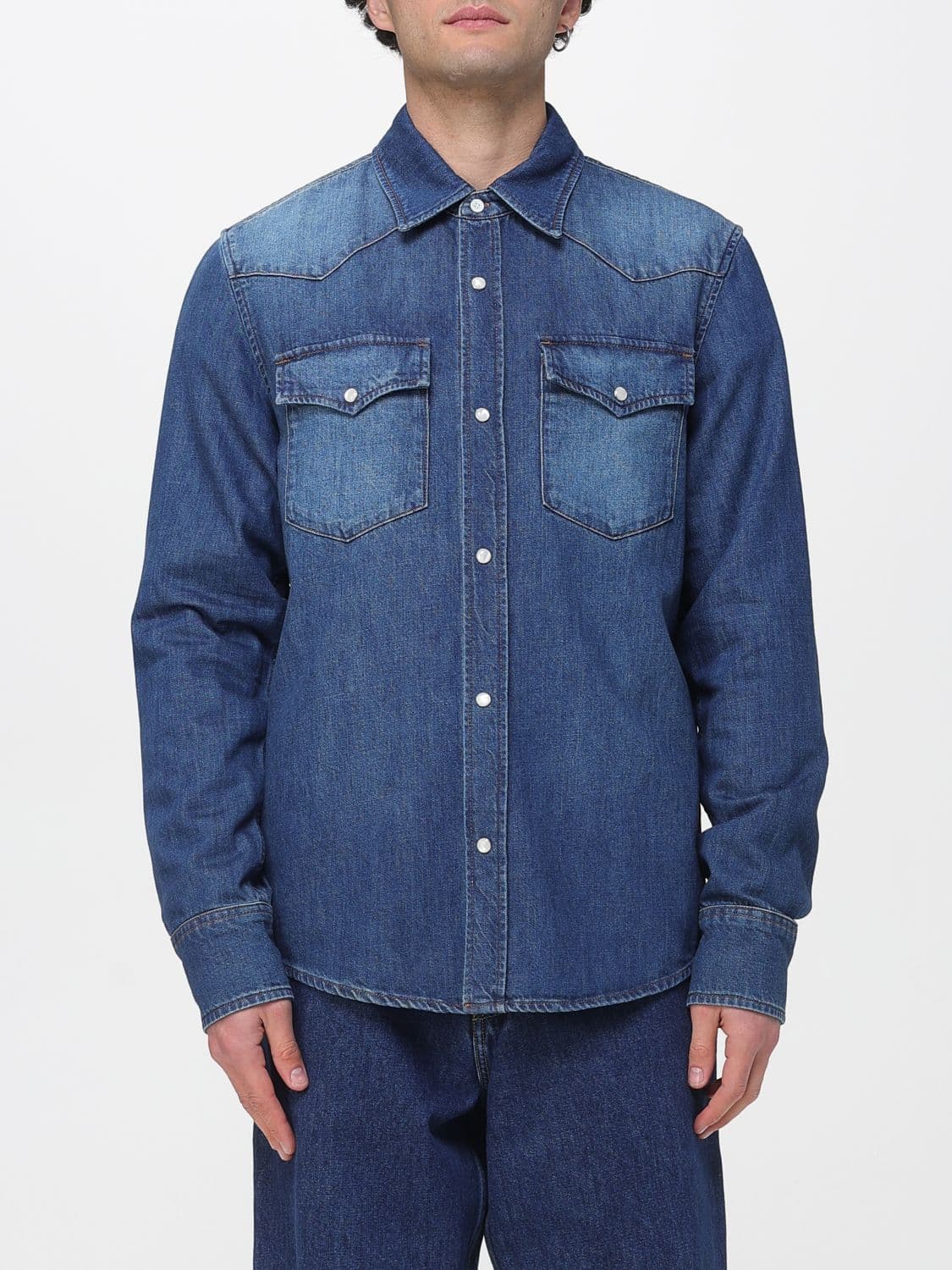 A.p.c. A. P.C. Shirt Men color Blue · L