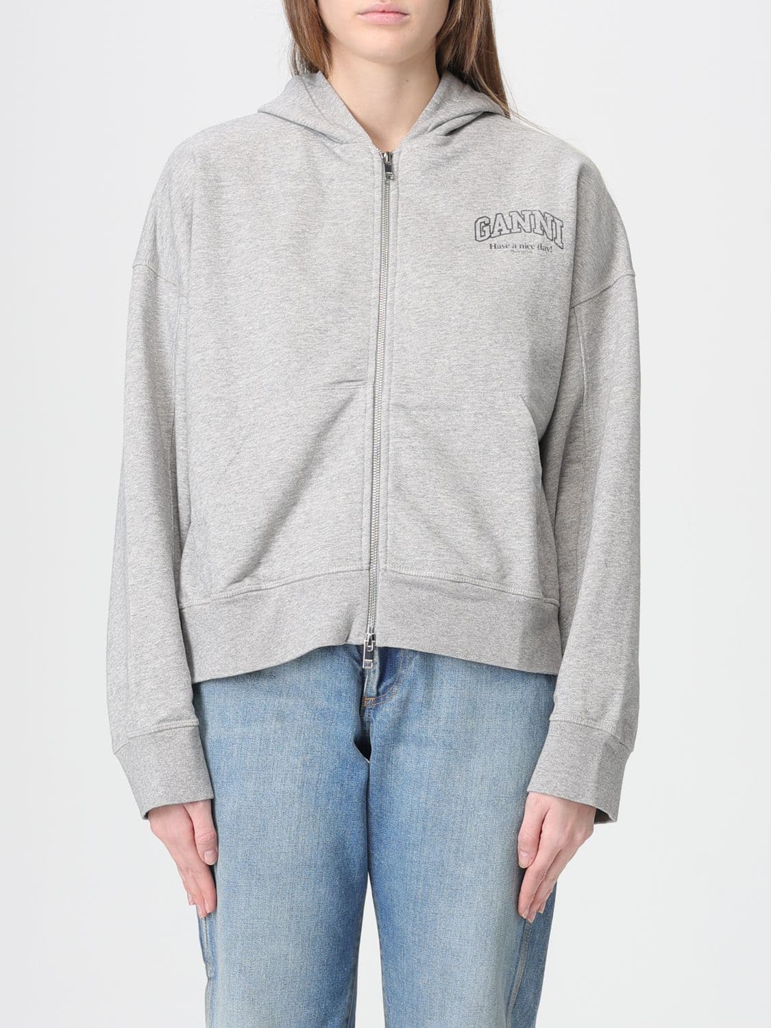 Ganni Sweatshirt Woman color Yellow Cream