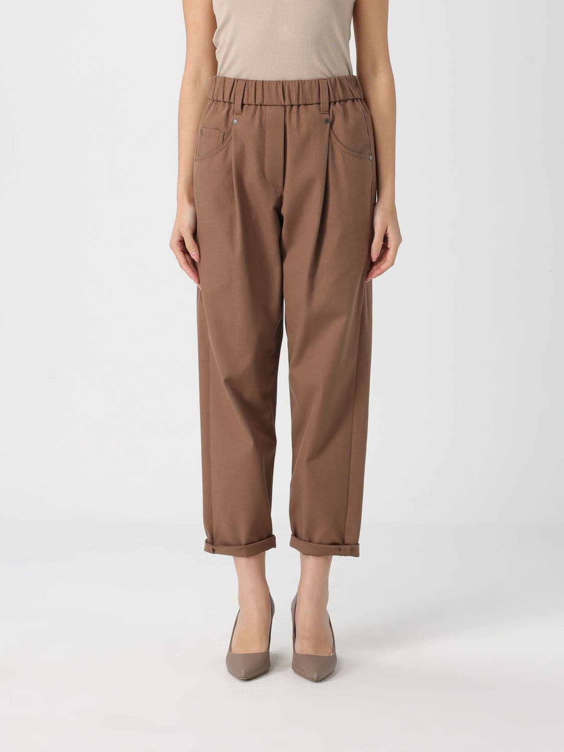 Brunello Cucinelli Pants Woman color Leather