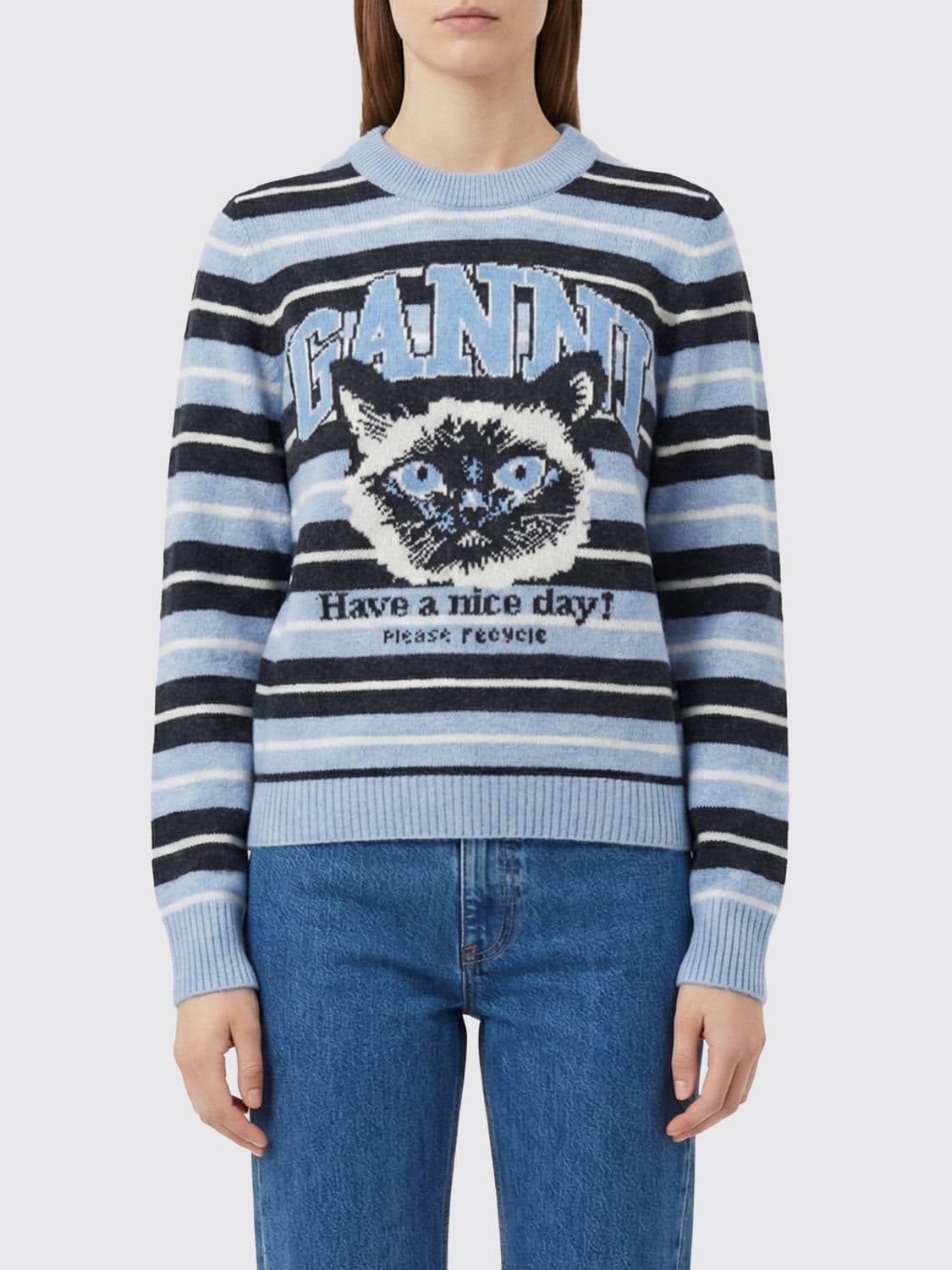 Ganni Sweater Woman color Gnawed Blue