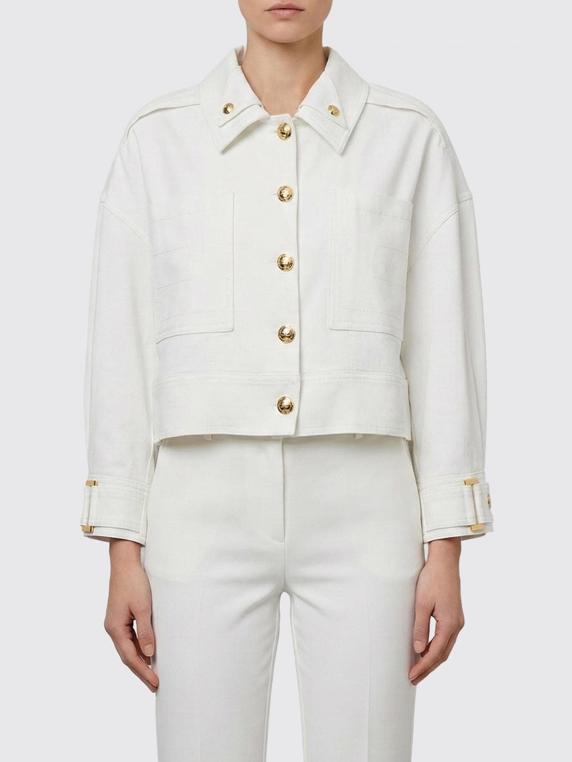 Elisabetta Franchi Jacket Woman color White