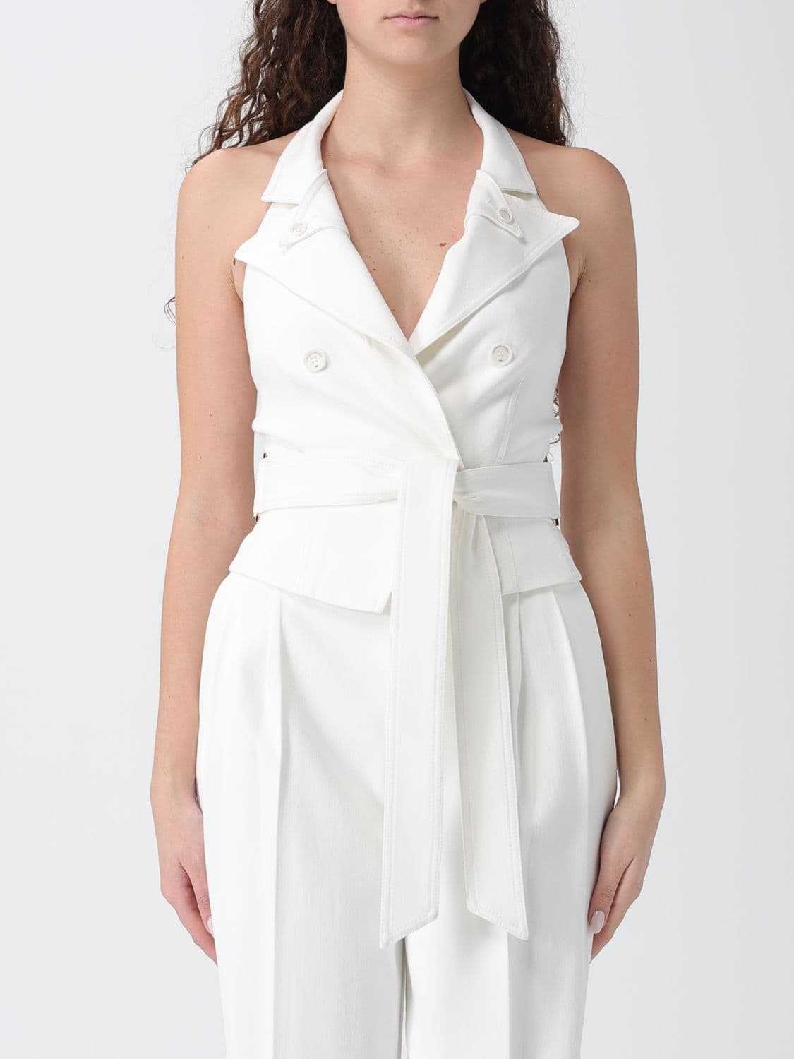 Elisabetta Franchi Waistcoat Woman color White