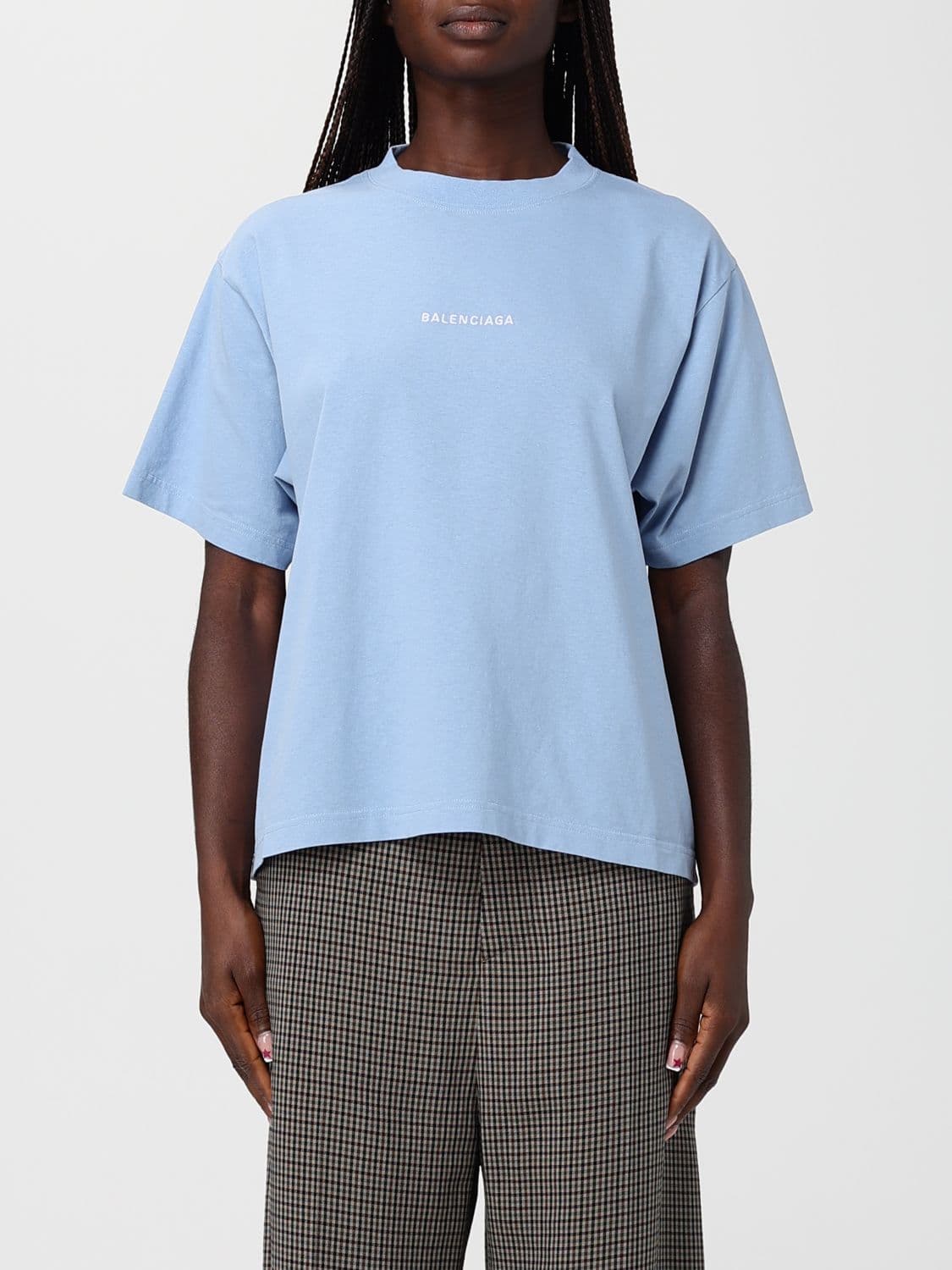 Balenciaga T-Shirt Woman color Gnawed Blue