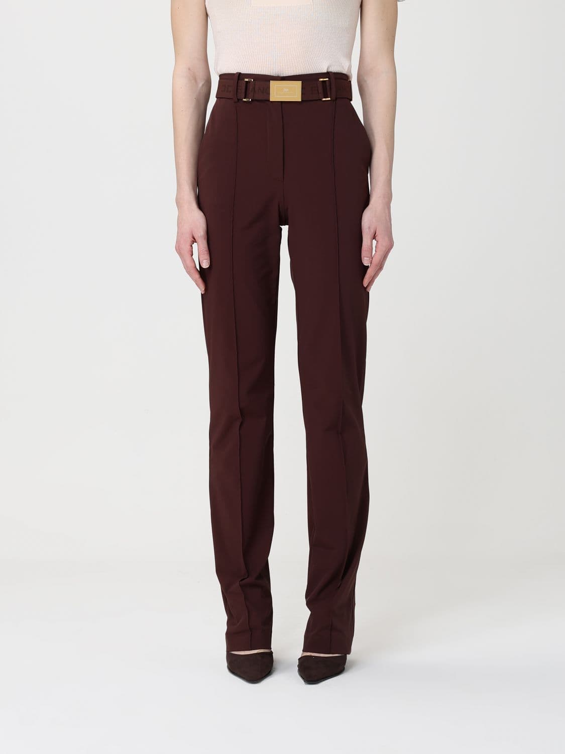 Elisabetta Franchi Pants Woman color Burnt