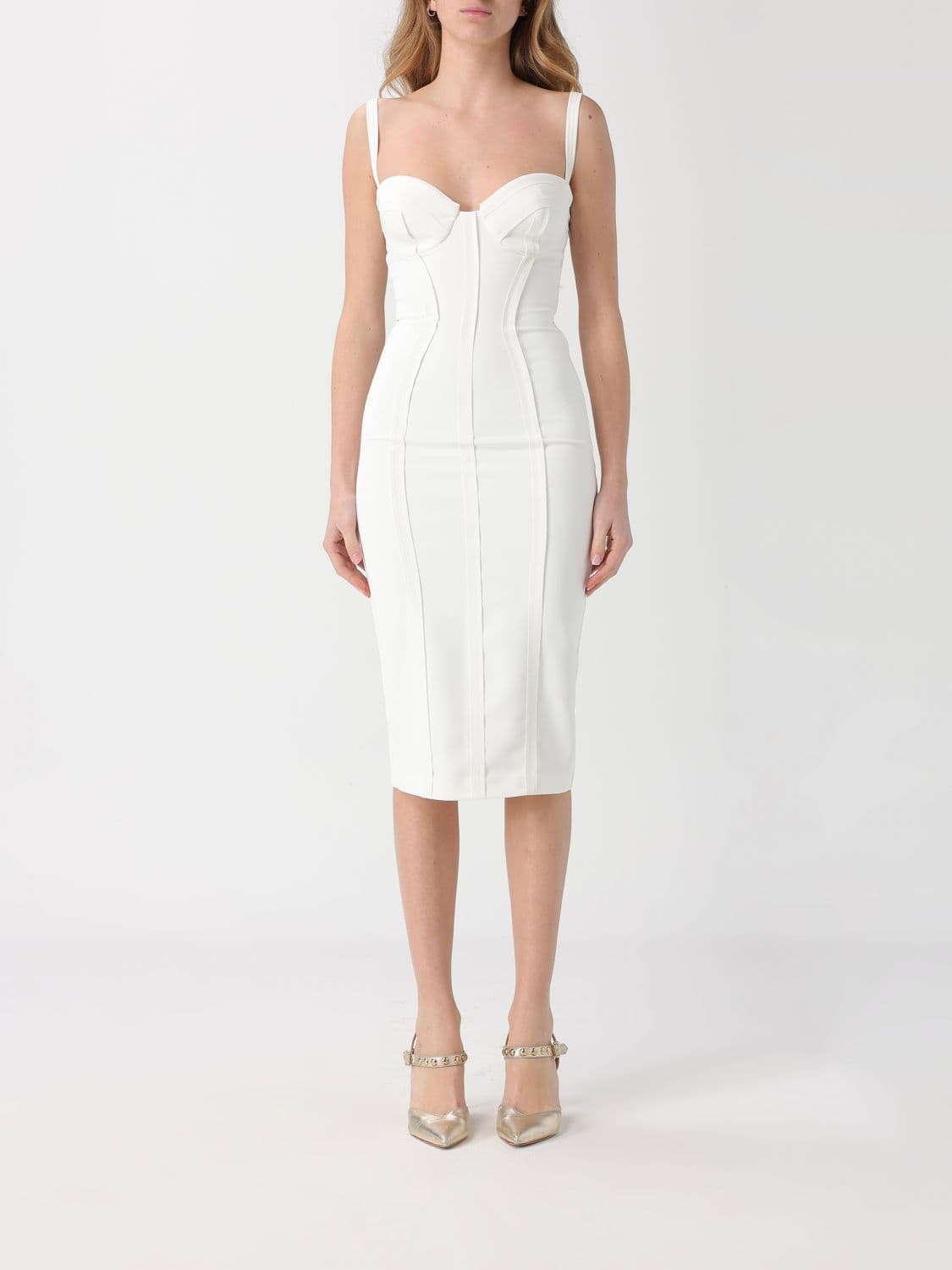 Elisabetta Franchi Light Crêpe Dress With Raw Cut Fabric