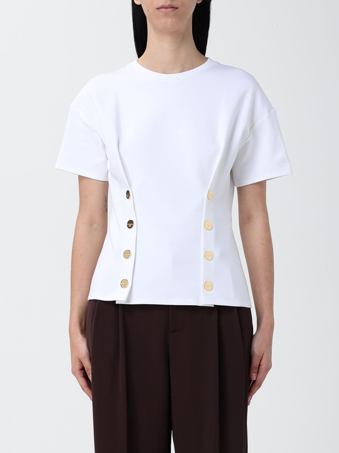 Elisabetta Franchi Cotton Blend Short Sleeve T-Shirts
