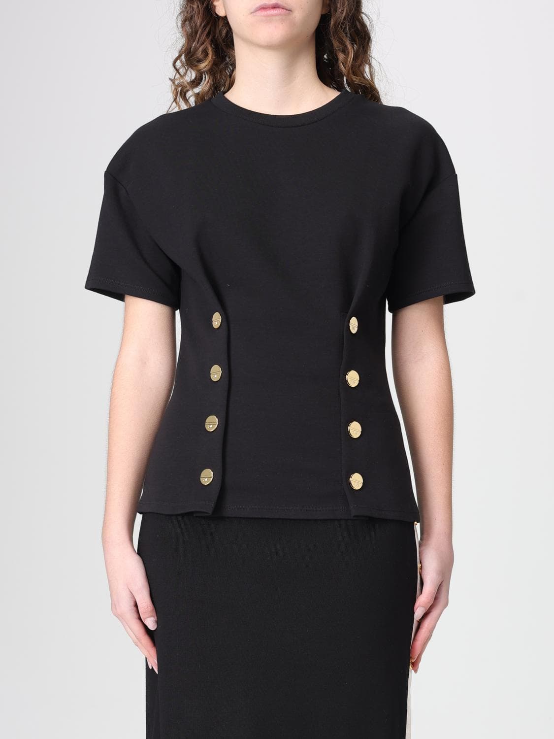 Elisabetta Franchi Cotton Blend Short Sleeve T-Shirts