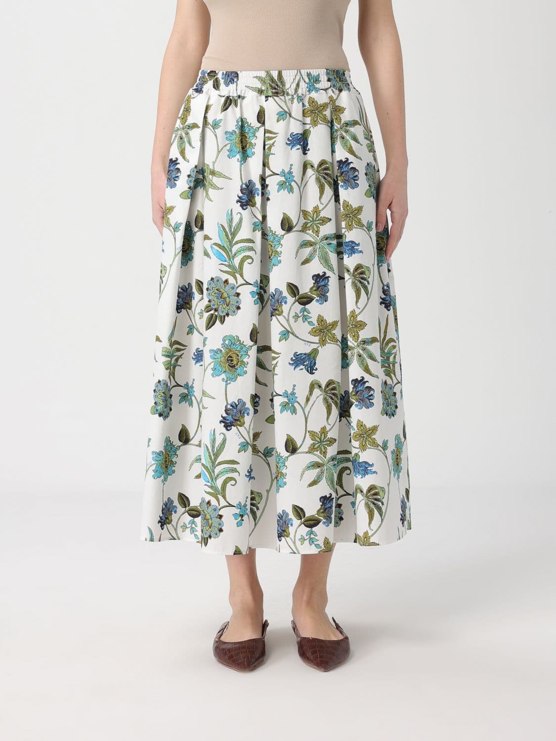 Fay Printed Cotton Midi Skirt