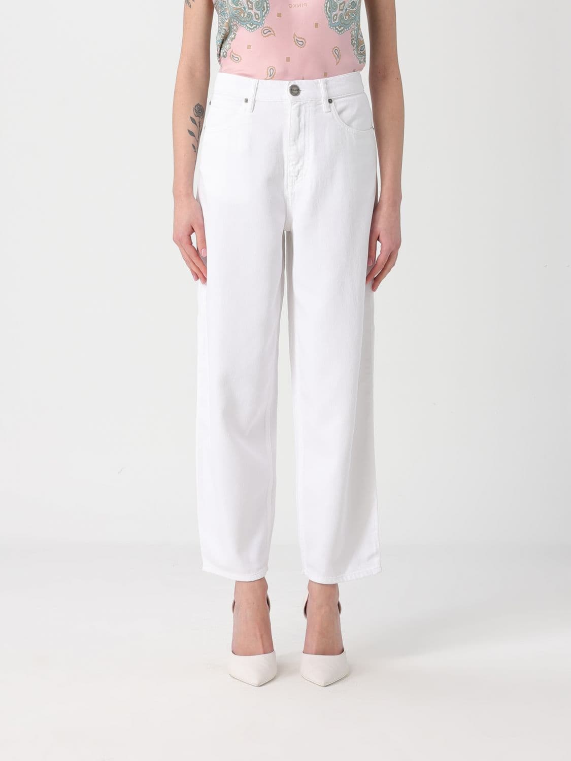 Pinko Cotton Denim Crop Jeans