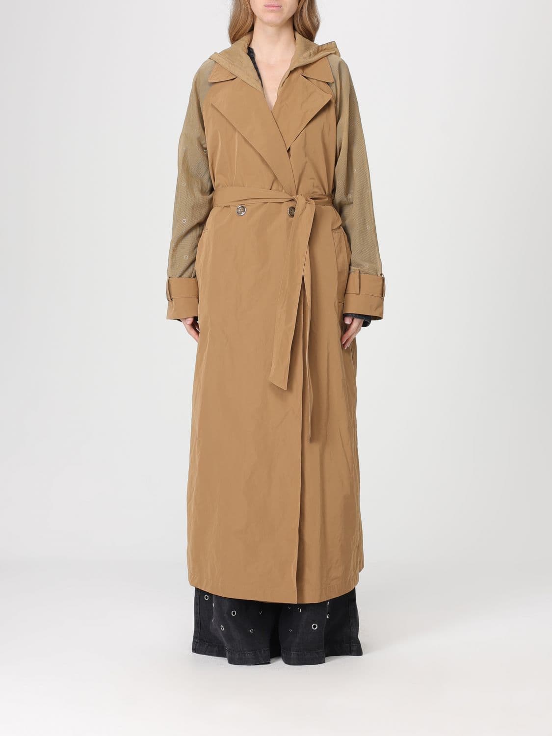 Pinko Double-Breasted Trench Coat in Technical Fabric