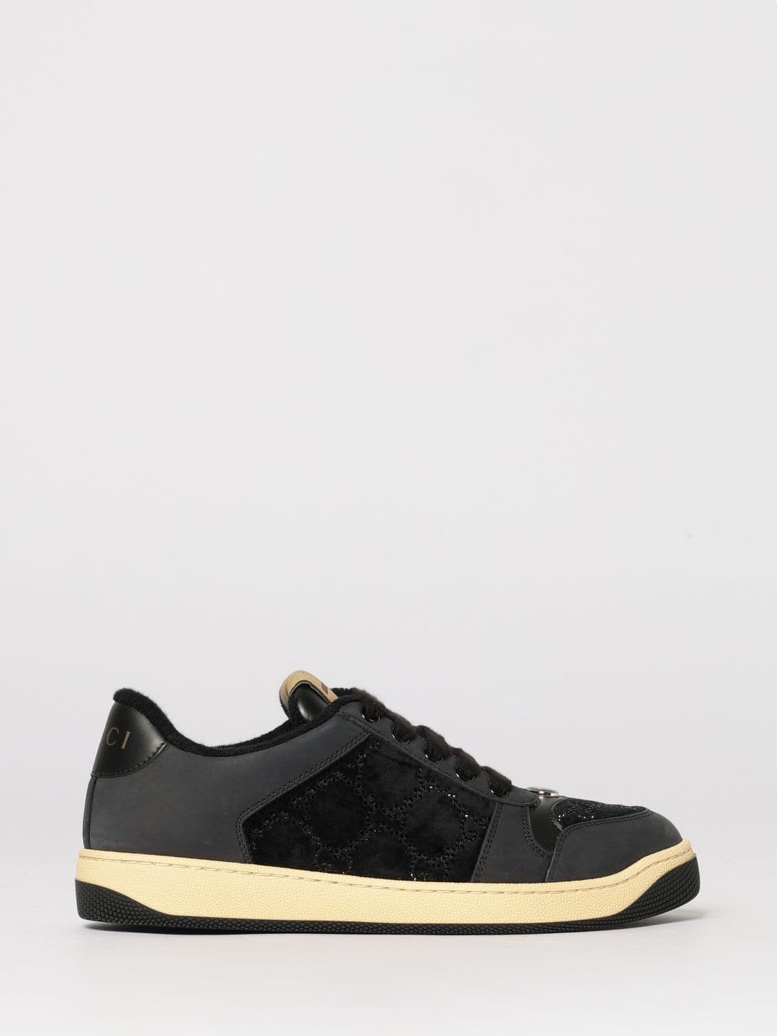Gucci Screener Sneakers in Leather and Velvet with GG Rhinestone Monogram