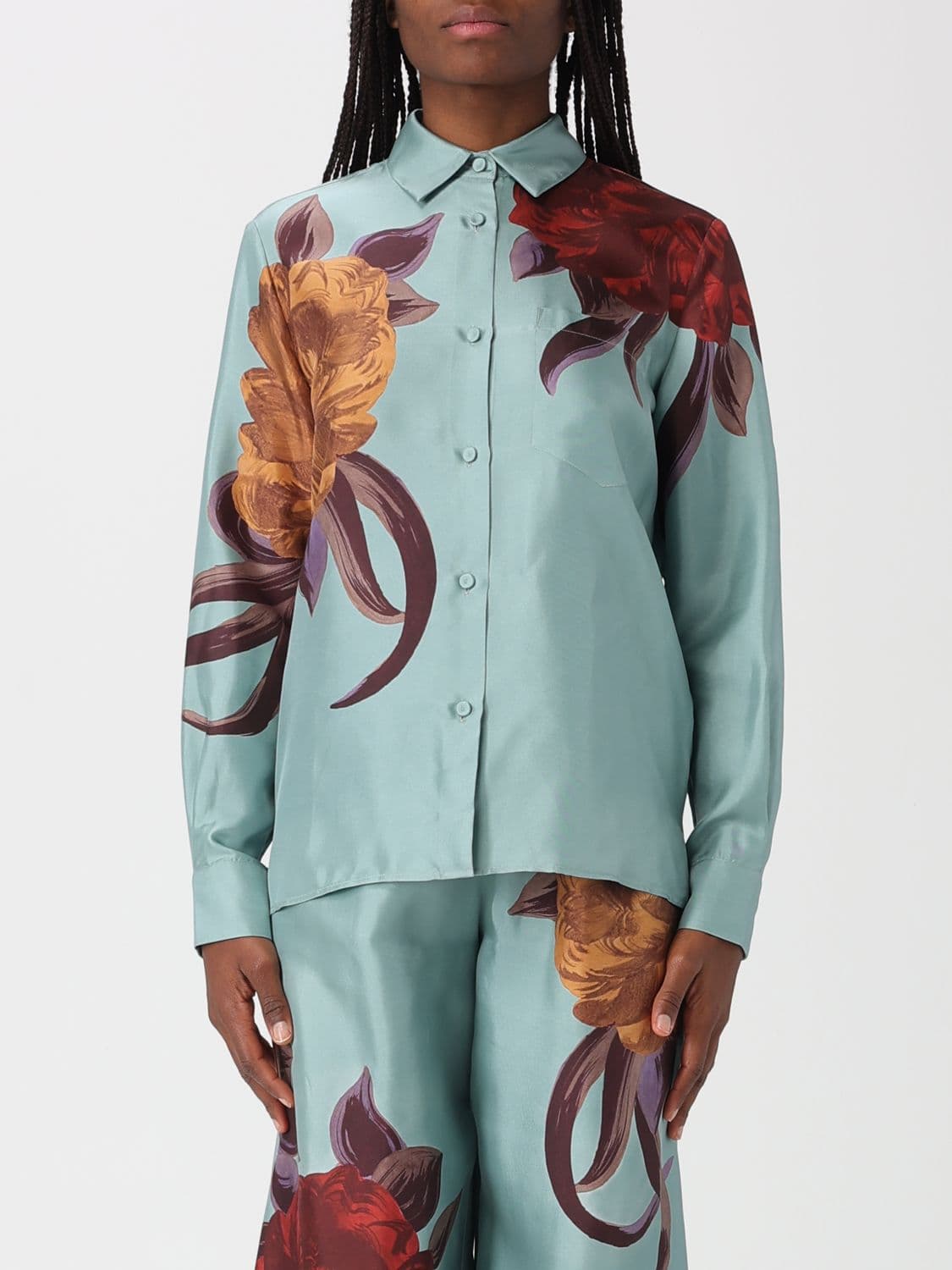 La Doublej Silk Shirt with Floral Print