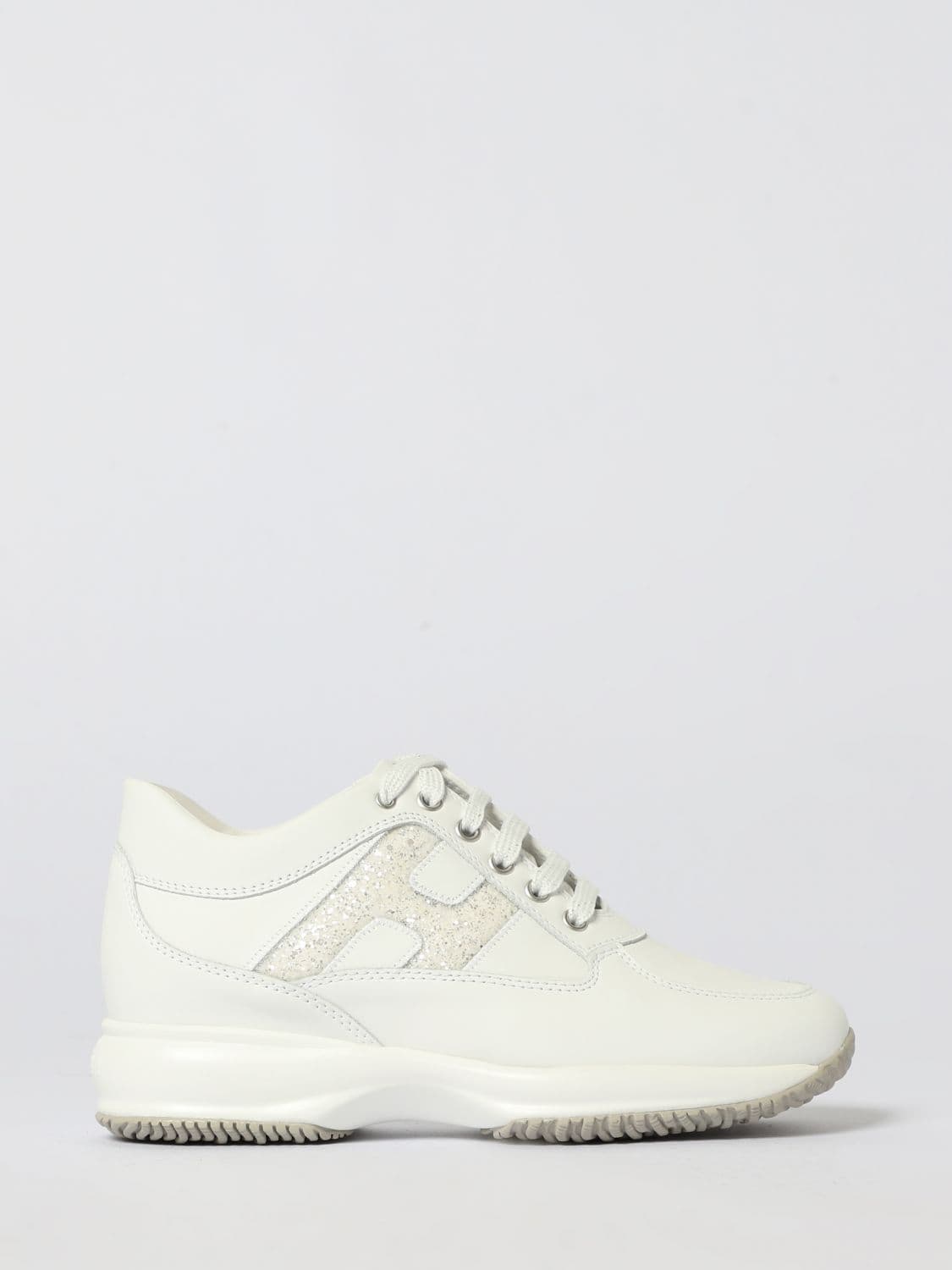 Hogan Interactive Leather Sneakers with Glitter