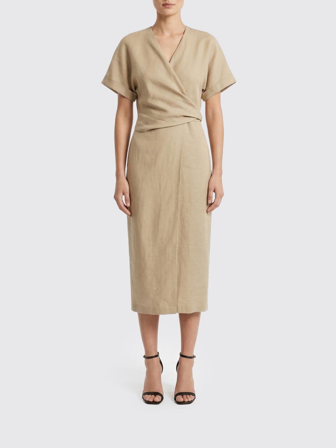 Brunello Cucinelli Linen Blend Midi Dress · L