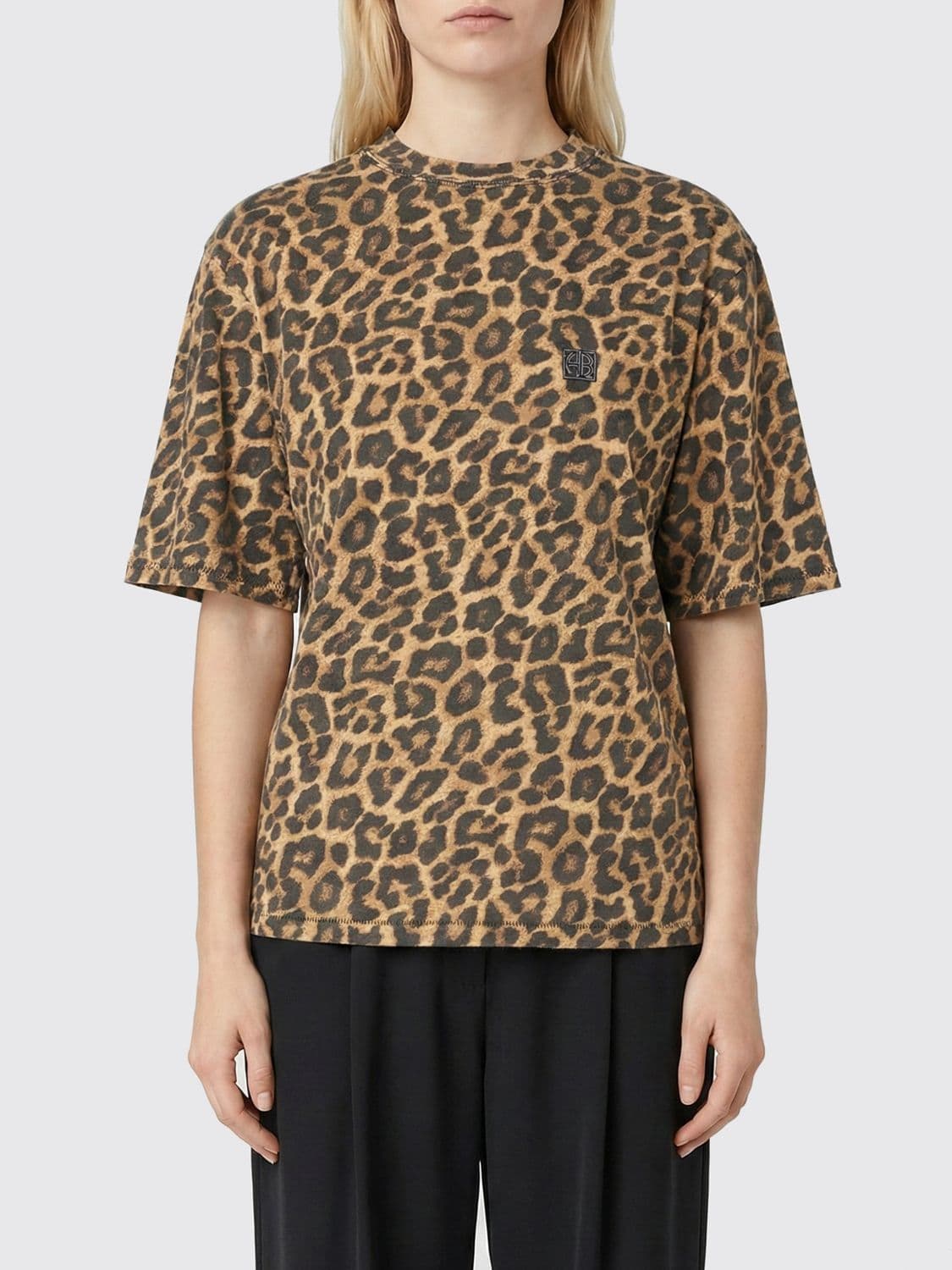 Anine Bing Animal Print Cotton T-Shirt