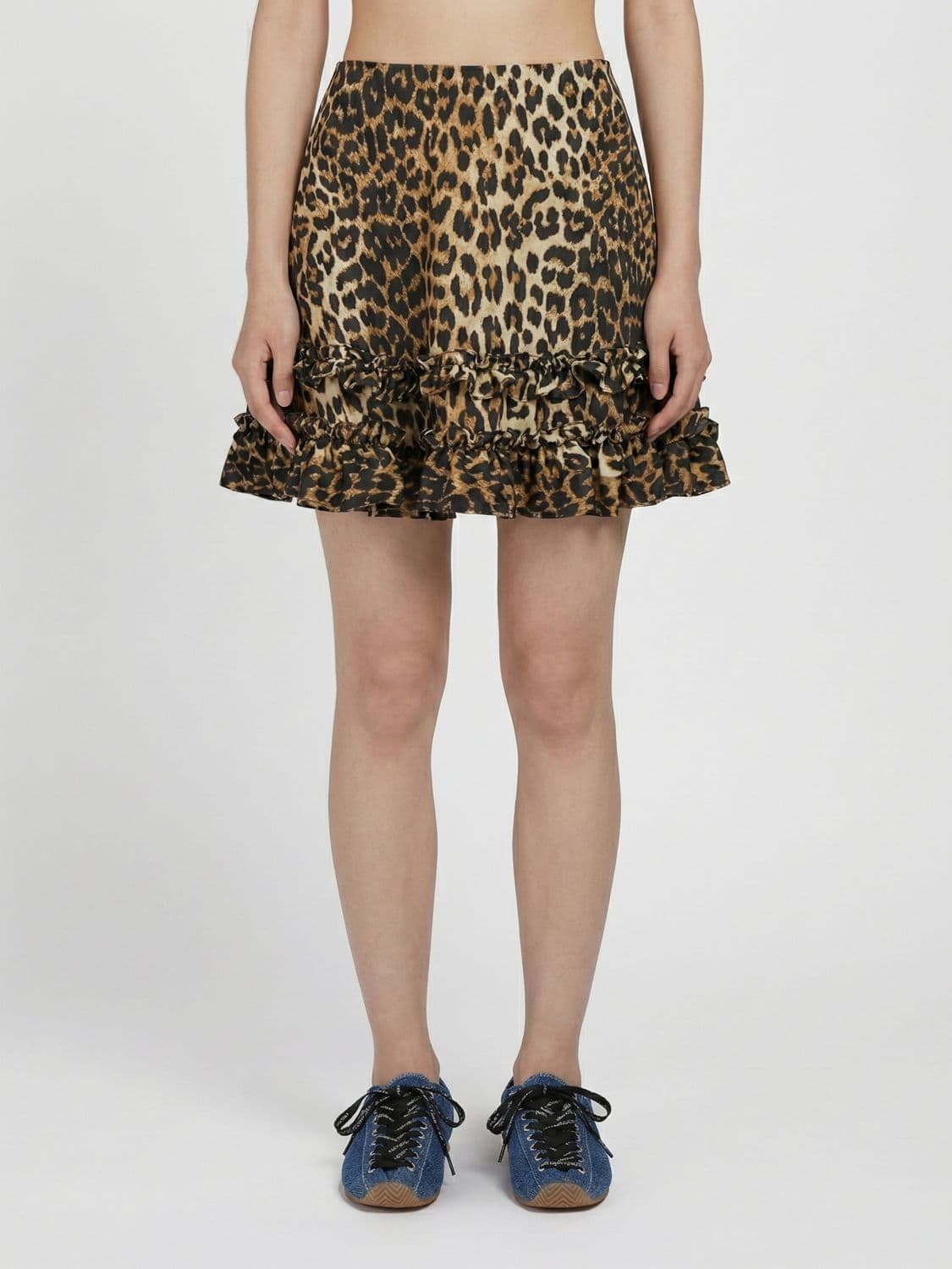 Ganni Animal Print Recycled Fabric Mini Skirt