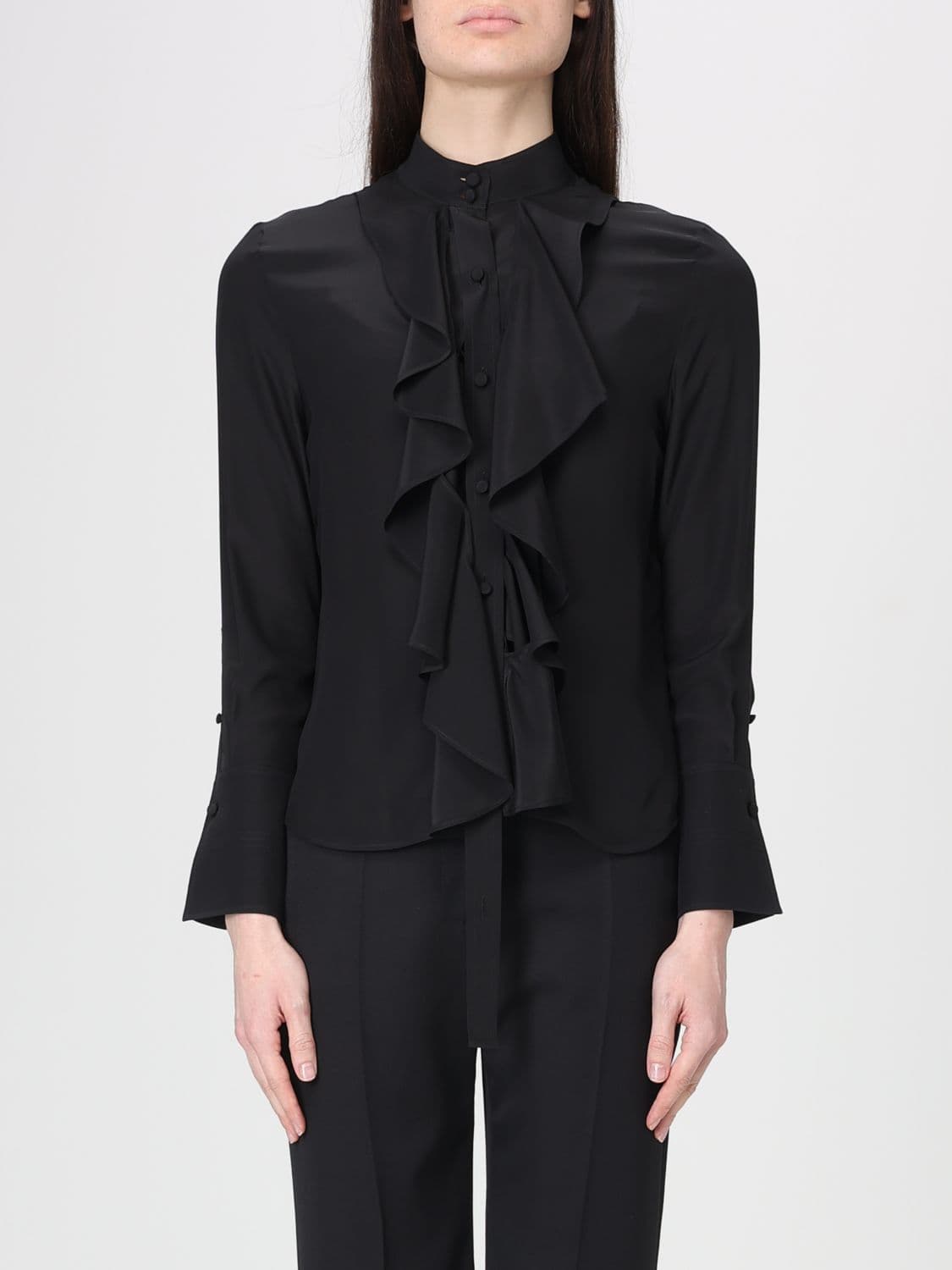 Mcqueen Elegant Silk Ruffled Shirt · 40