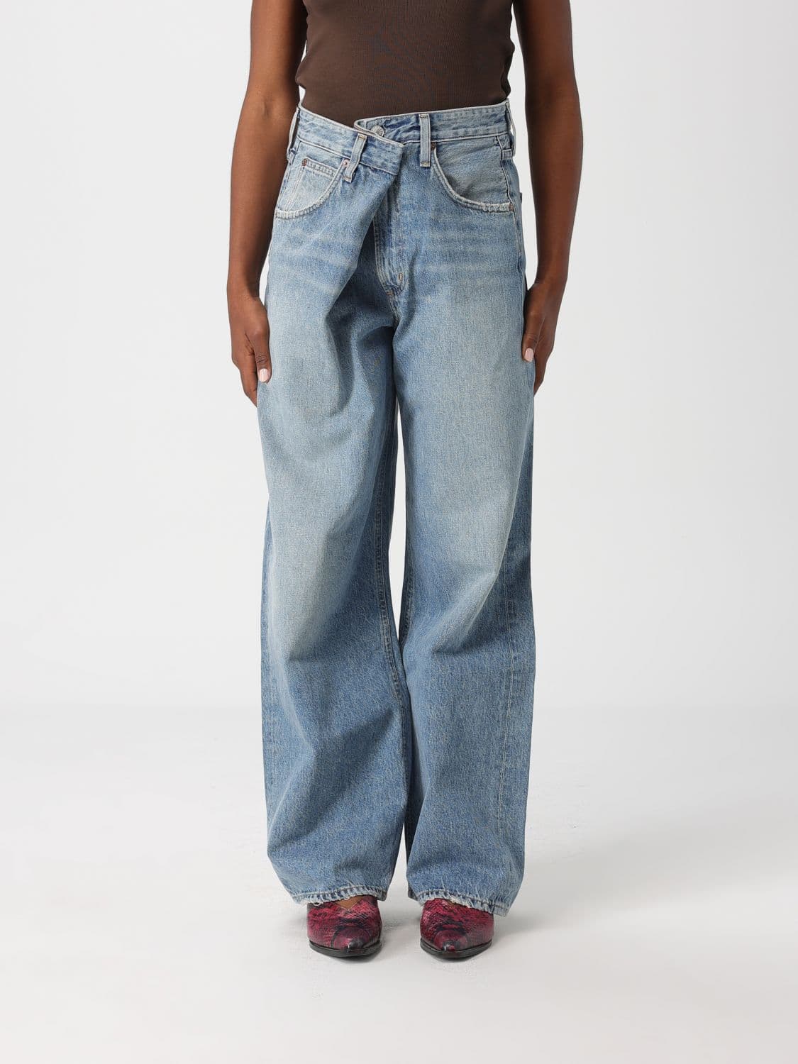 Agolde Vana Fold Wide-Leg Denim Jeans