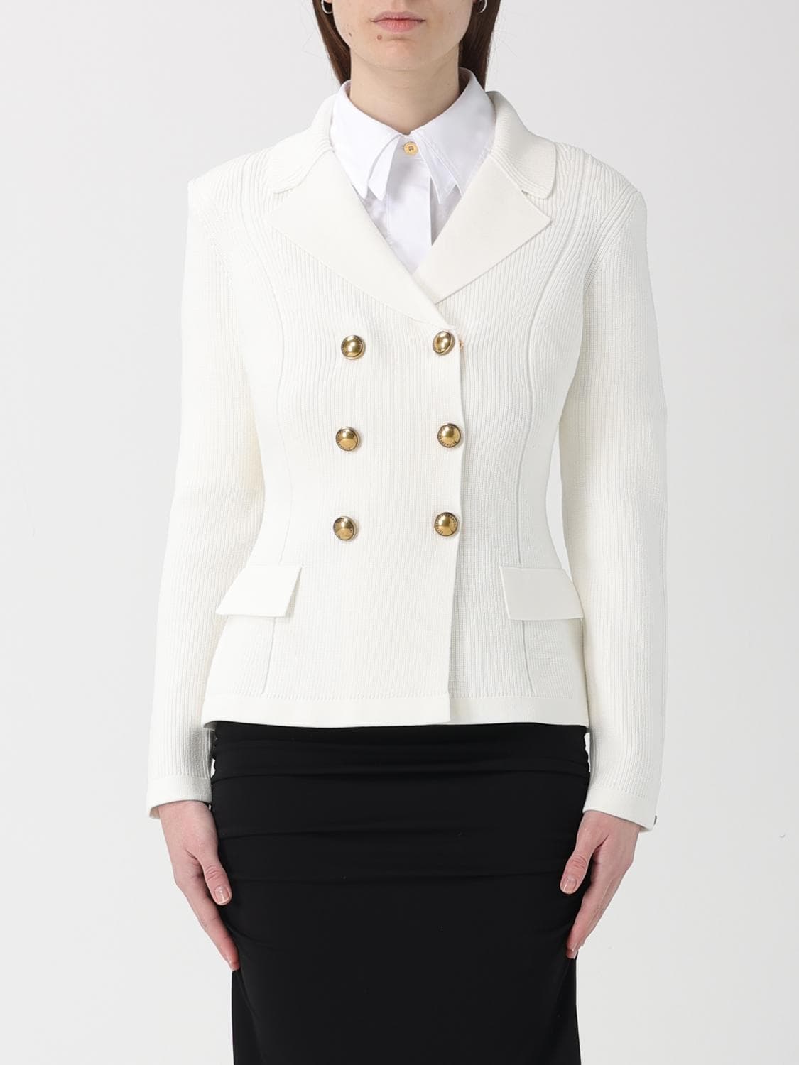 Elisabetta Franchi Double-Breasted Viscose Knit Blazer