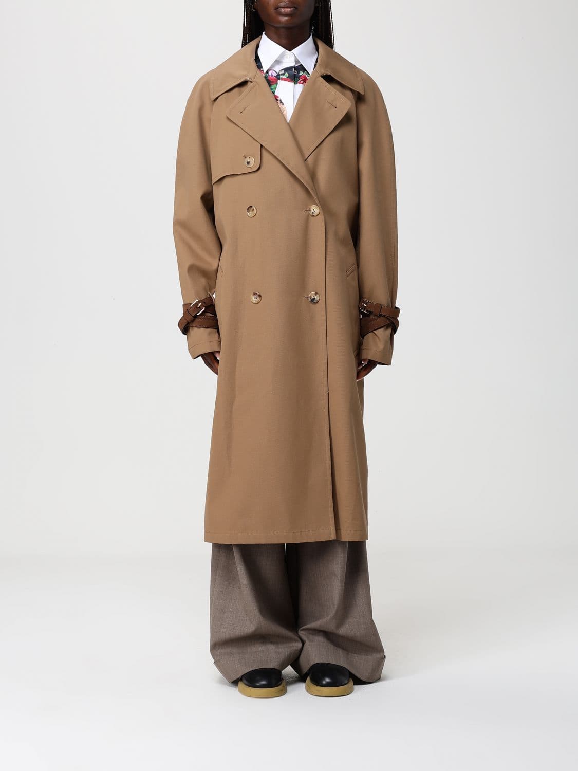 Moschino Couture Double-Breasted Trench Coat in Cotton Blend