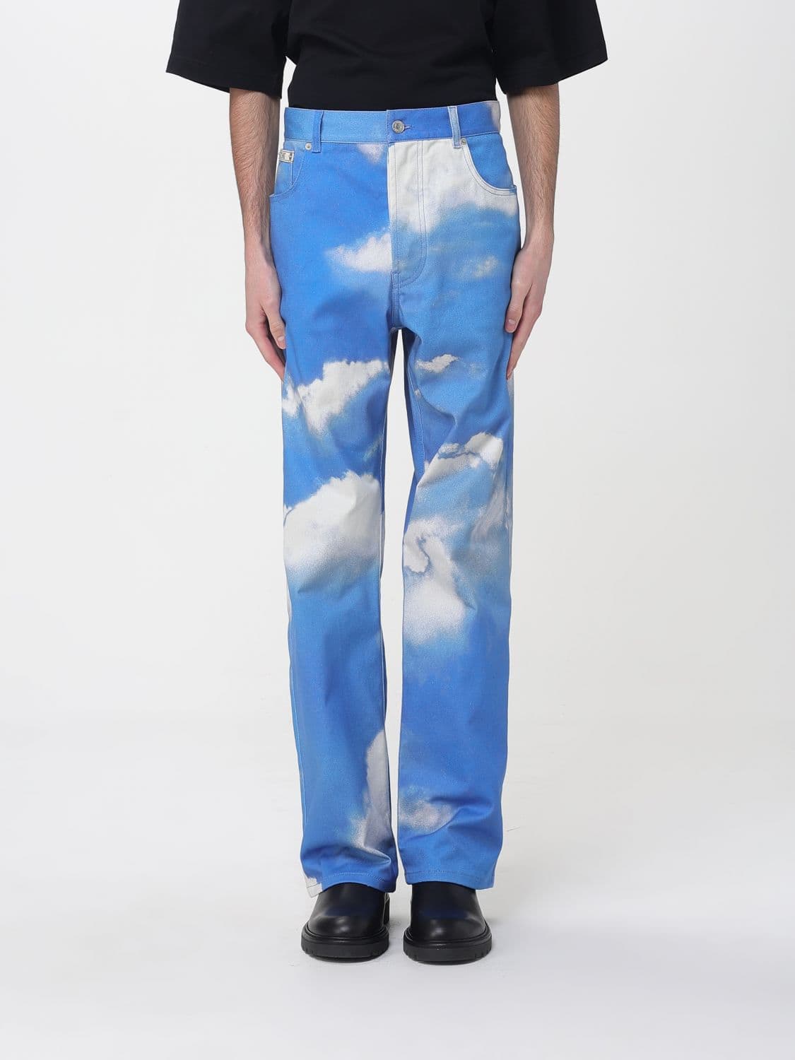 Moschino Couture Printed Denim Straight Jeans