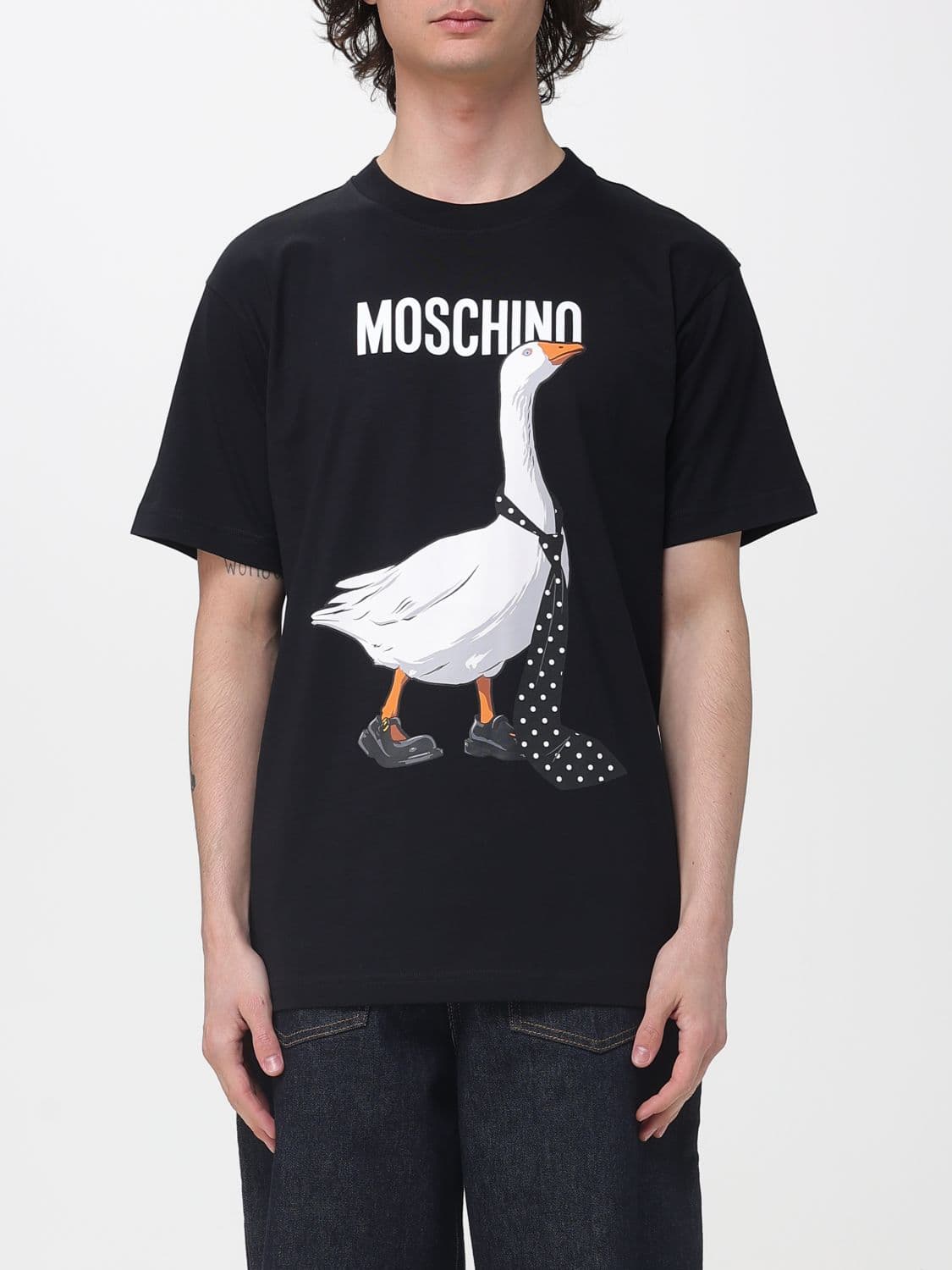Moschino Couture Cotton T-shirt with Goose Print