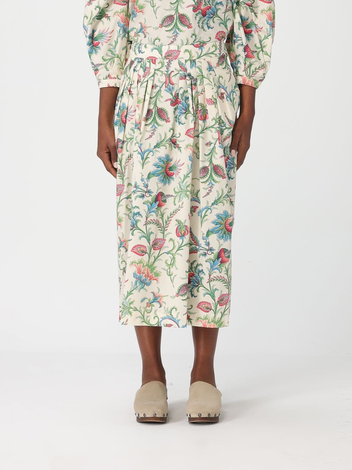 Etro Midi Skirt in Cotton with Paisley Print