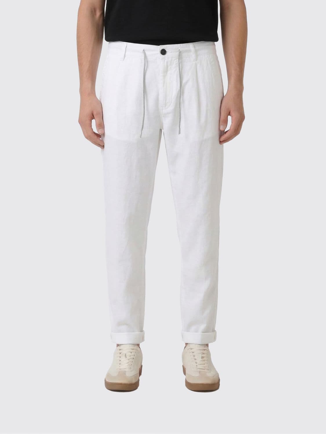 Eleventy Cotton And Linen Drawstring Trousers