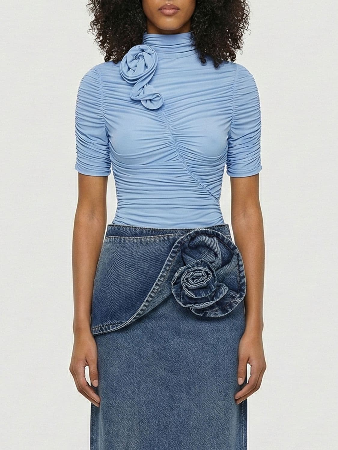 Magda Butrym Pleated Top with Flowers