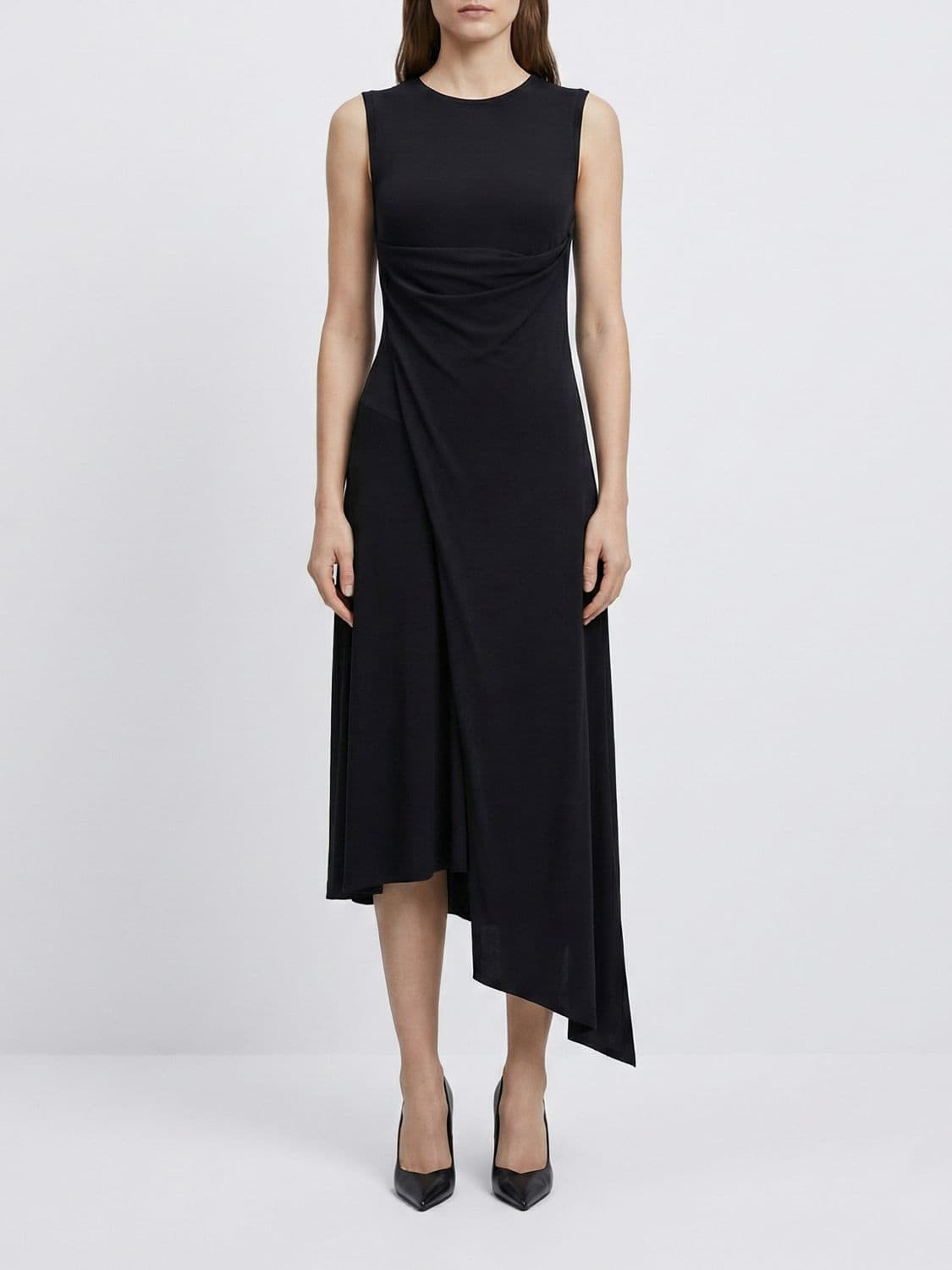 Ami Paris Asymmetric Viscose Blend Dress