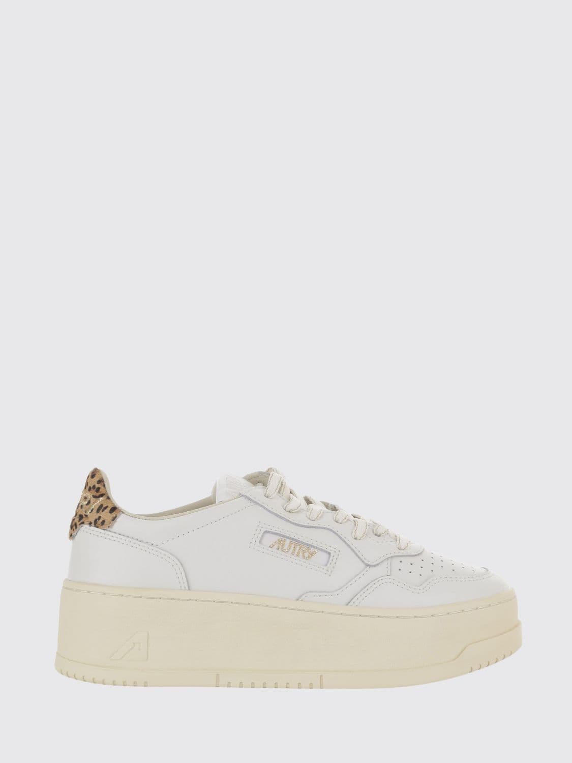 Autry Medalist Platform Low Sneakers in Leather and Animal Print Pony Skin