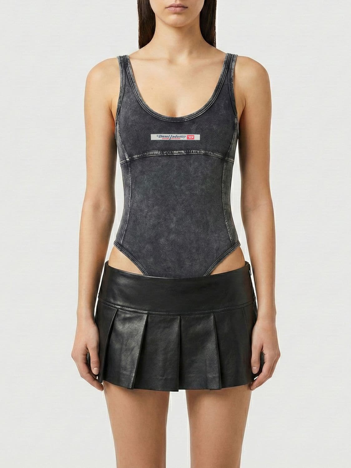 Diesel Phoebe-dnm One-Piece Swimsuit in Cotton with Logo · L