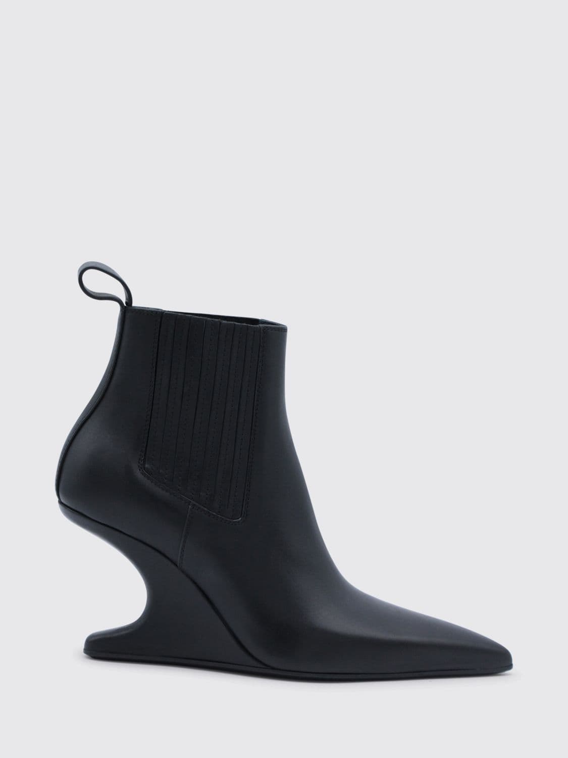 Rick Owens Leather Wedge Ankle Boots