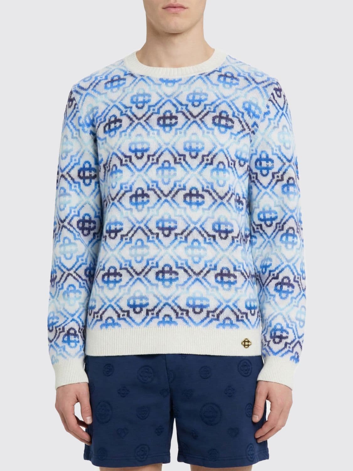 Casablanca Merino Wool Crewneck Pullover with Monogram Motif · M