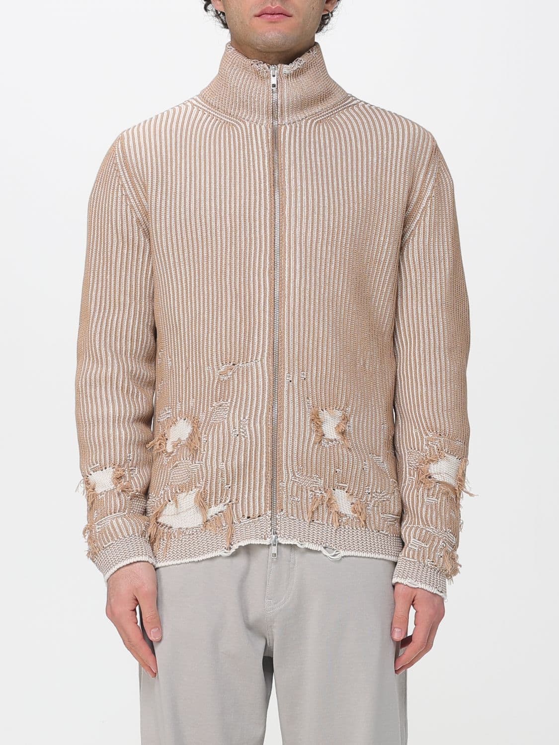 Mm6 Maison Margiela Distressed Cotton Cardigan