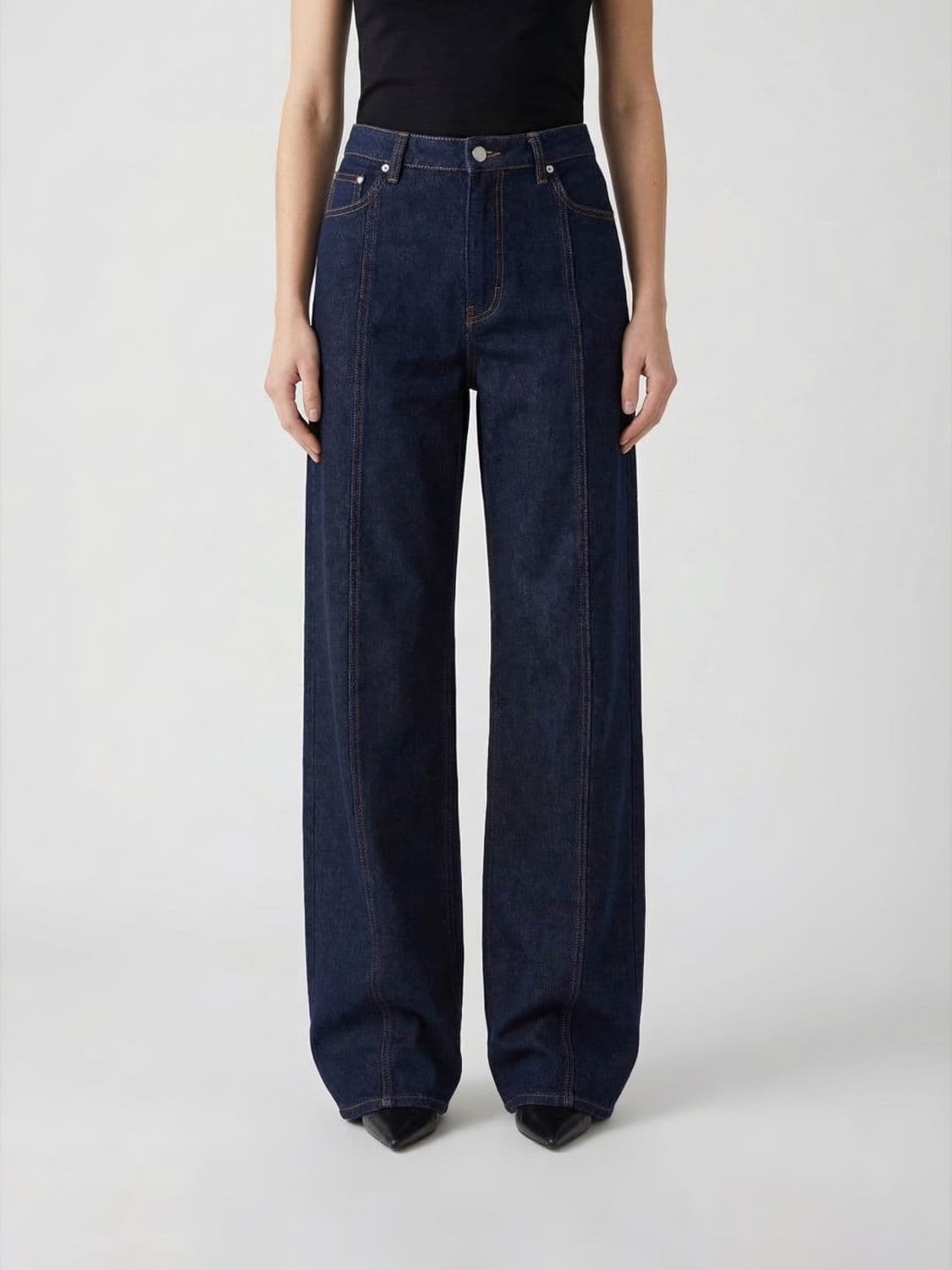 Sportmax Dora Palazzo Cotton Denim Jeans