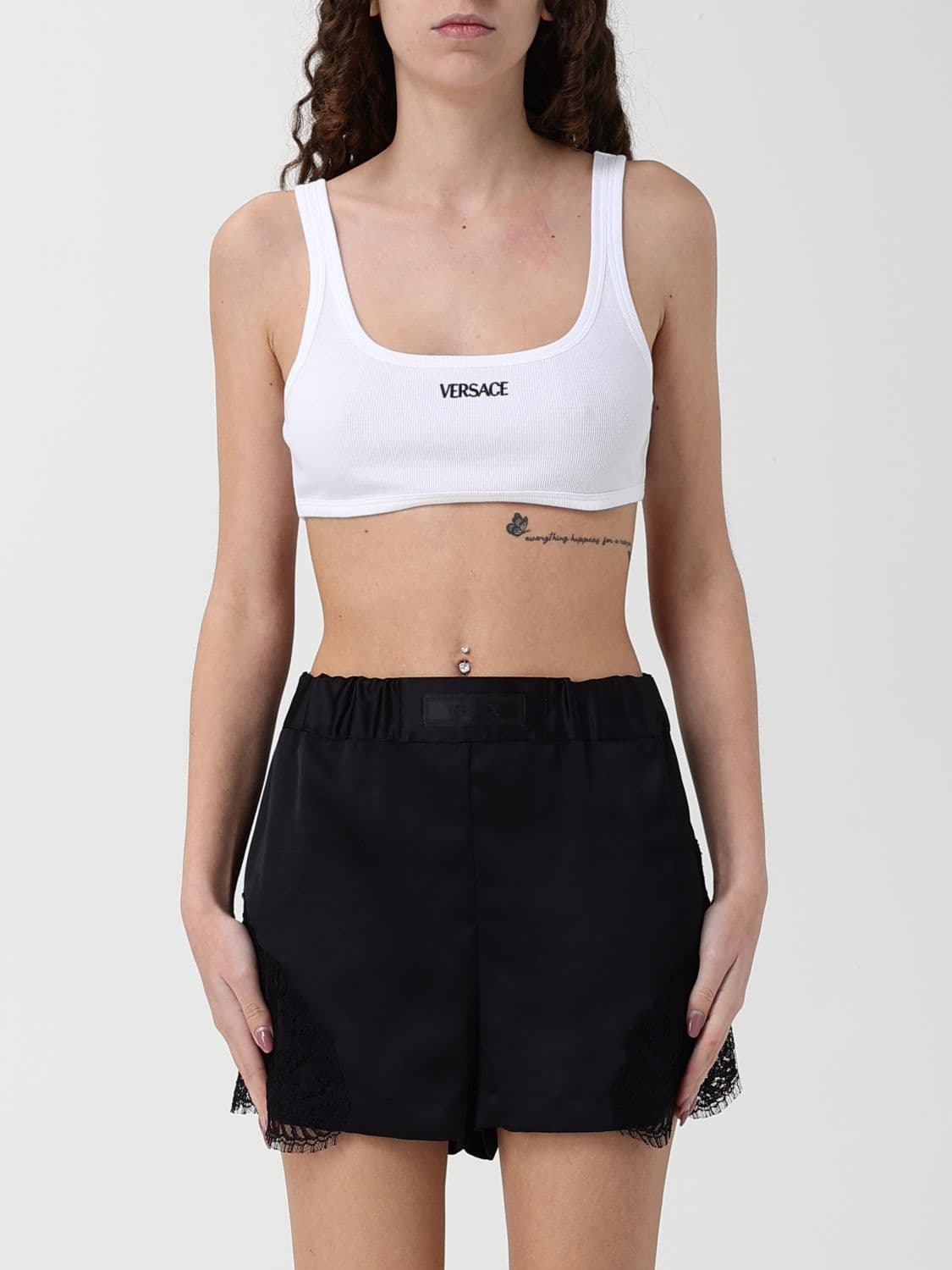 Versace Cotton Crop Top With Logo