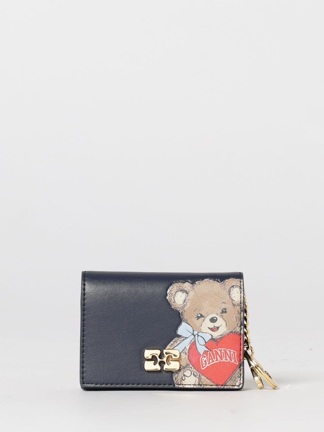 Ganni Recycled Leather Wallet with Teddy Print · OS