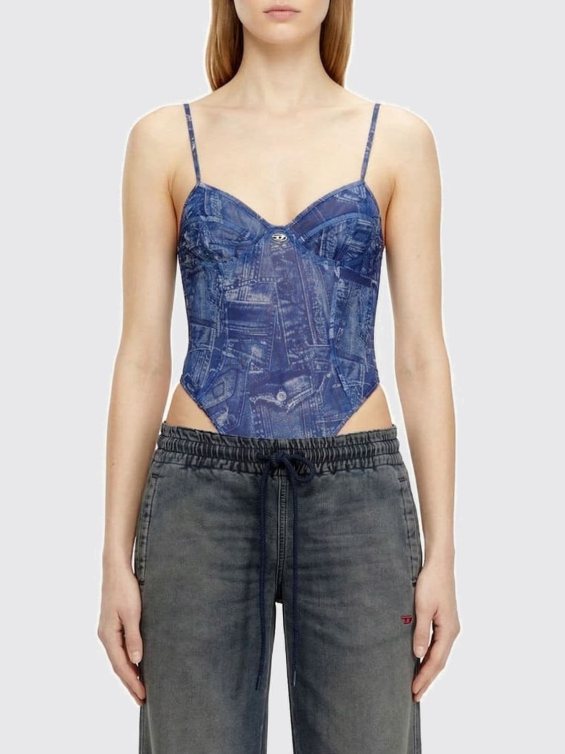 Diesel Denim Effect Polyester Bodysuit